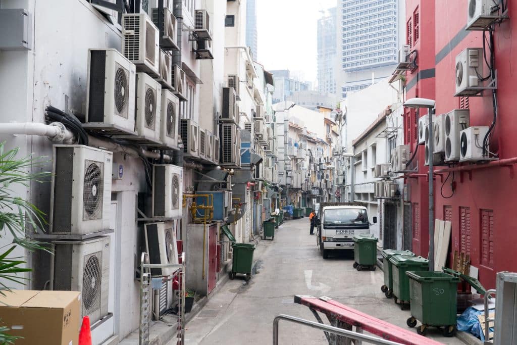 Air conditioning alley in Singapore