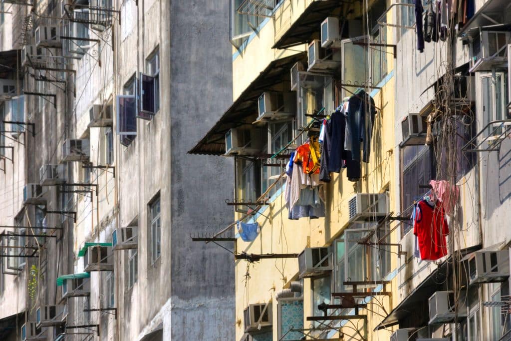 Sham Shui Po, one of the most densely populated districts in Hong Kong.