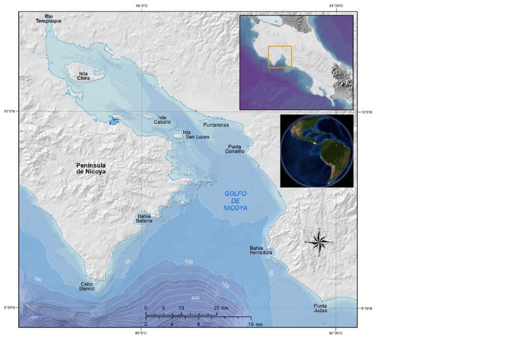 Location of the Gulf of Nicoya, Costa Rica