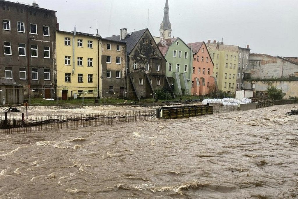 Flooding in Poland triggered by Storm Boris on September 16, 2024.